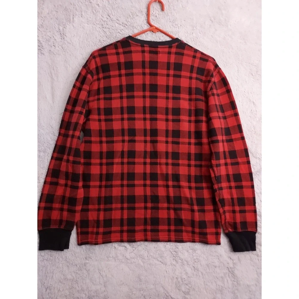 Polo Ralph Lauren Shirt‎ Mens Extra Large Waffle Knit Thermal Buffalo Plaid SLIM